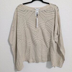 Chico's Women's Khaki Crochet Poncho NWT (Size S/M)
